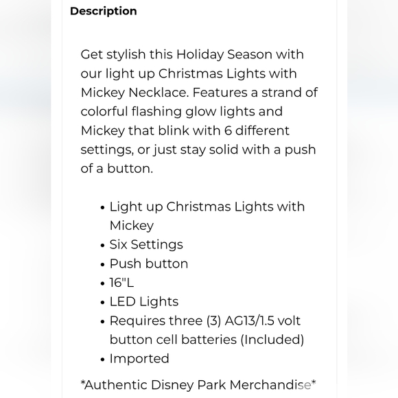 NWT - Disney Light Up Necklace - Picture 4 of 6